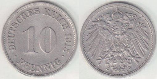 1915 A Germany 10 Pfennig A008212